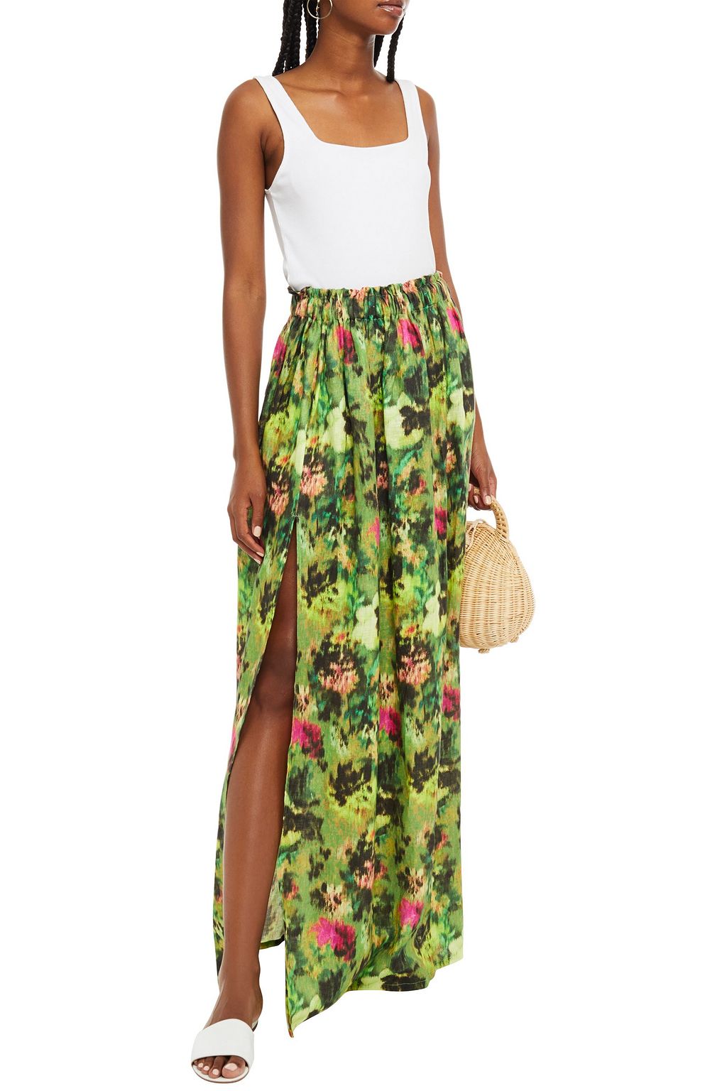 ANJUNA Adele printed linen maxi skirt