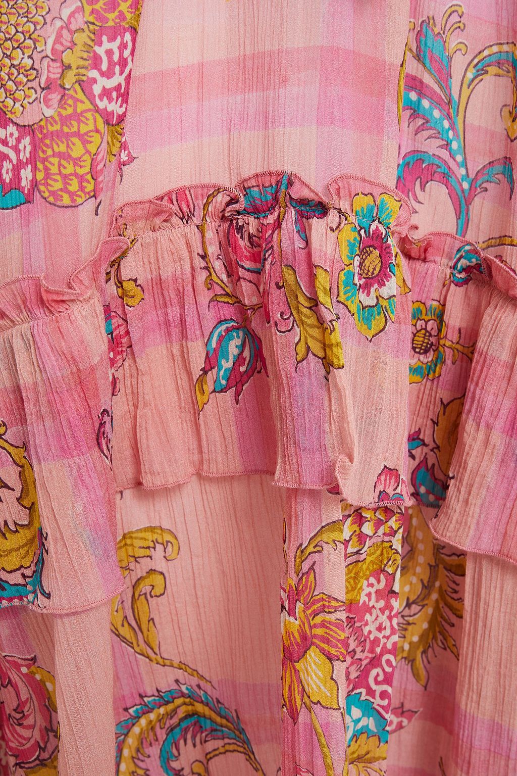 ANJUNA Off-the-shoulder printed cotton and silk-blend crepon maxi dress