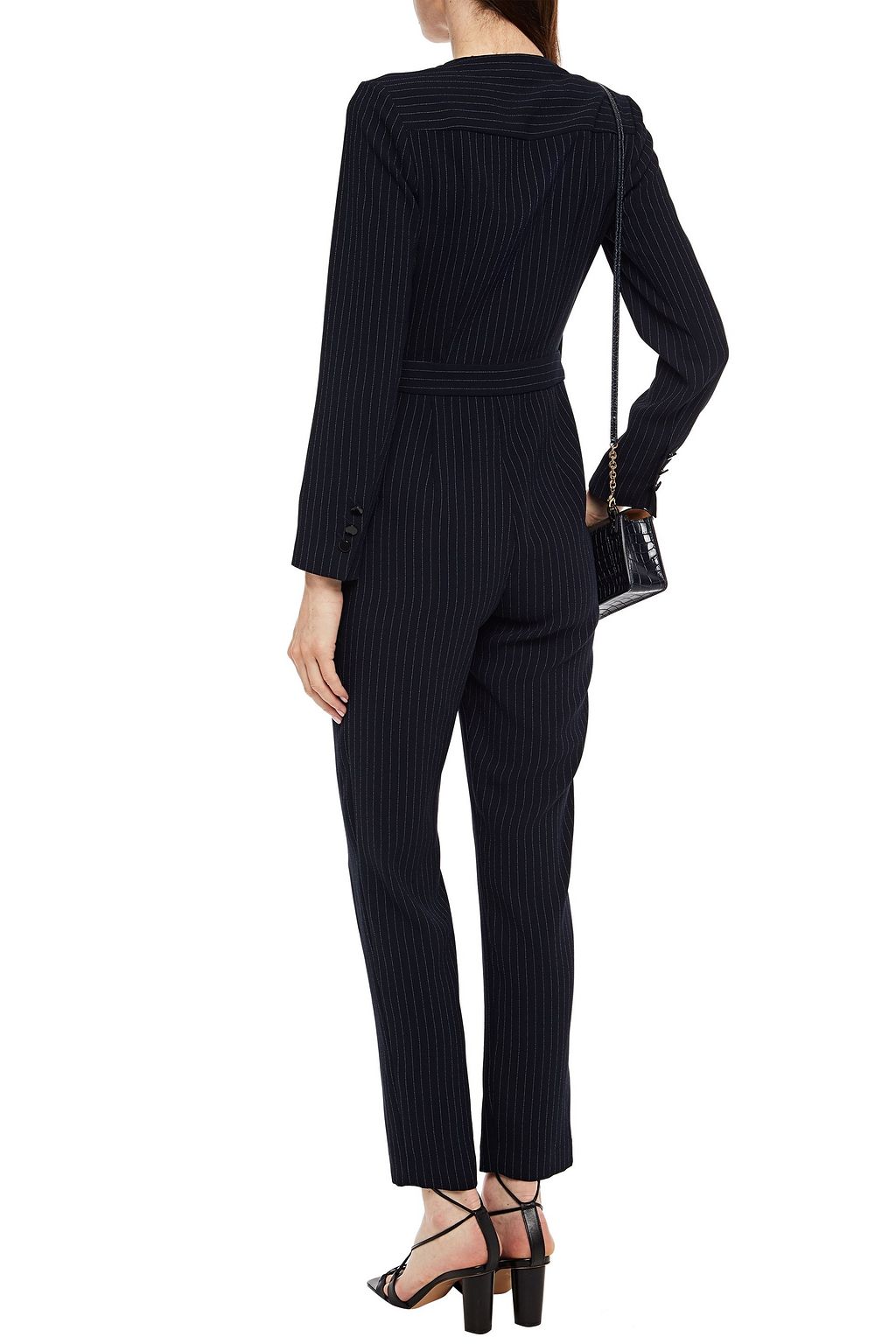 CLAUDIE PIERLOT Pleated pinstriped crepe jumpsuit