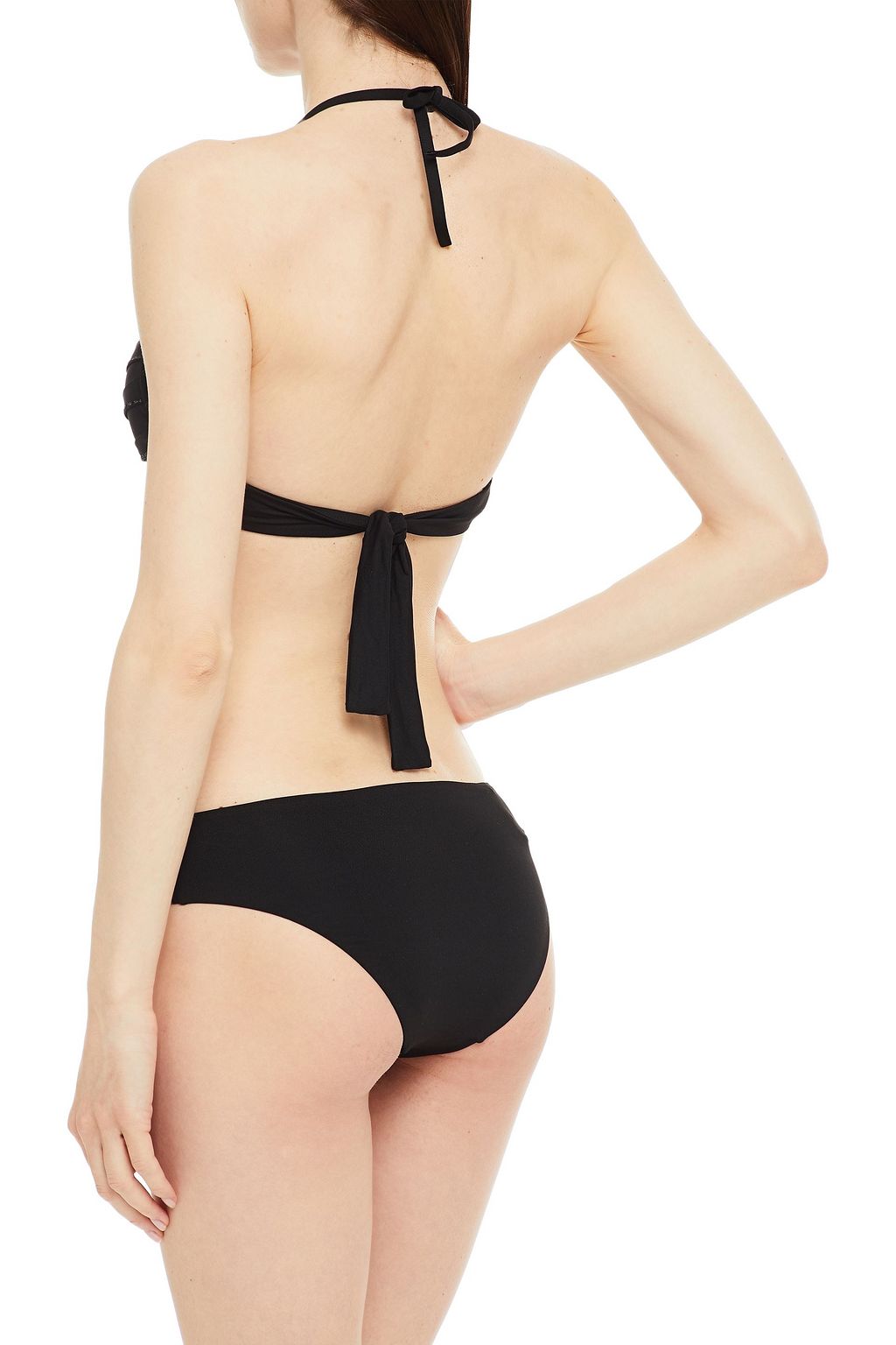 LA PERLA Sequin-trimmed pleated triangle bikini top