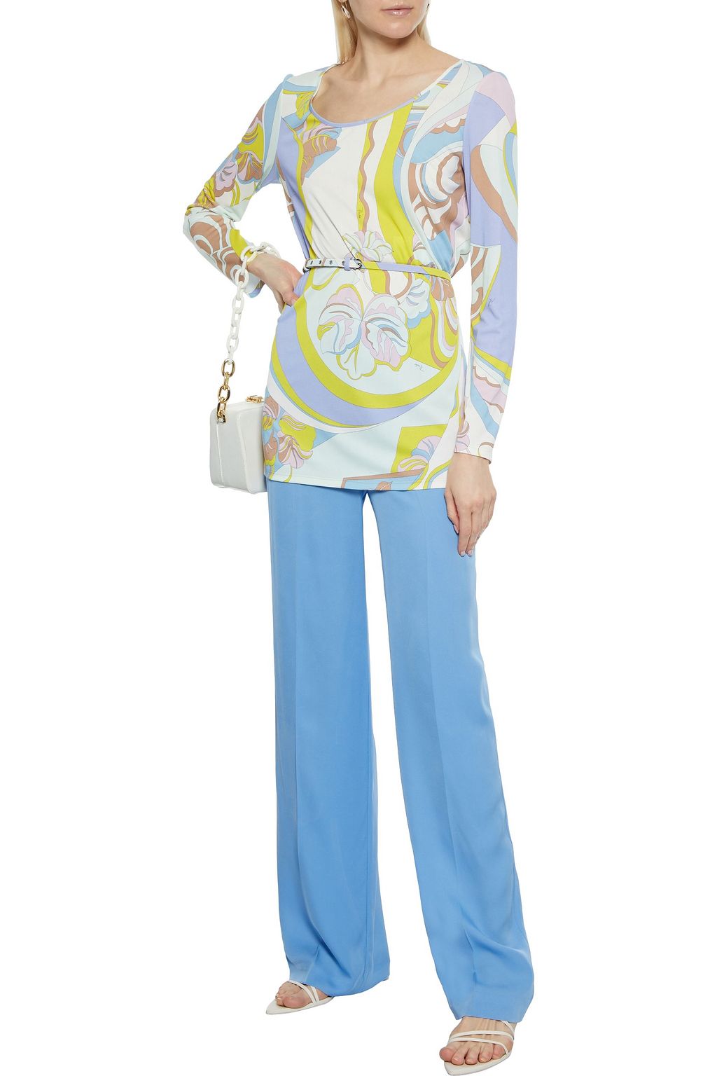 PUCCI Belted printed jersey tunic