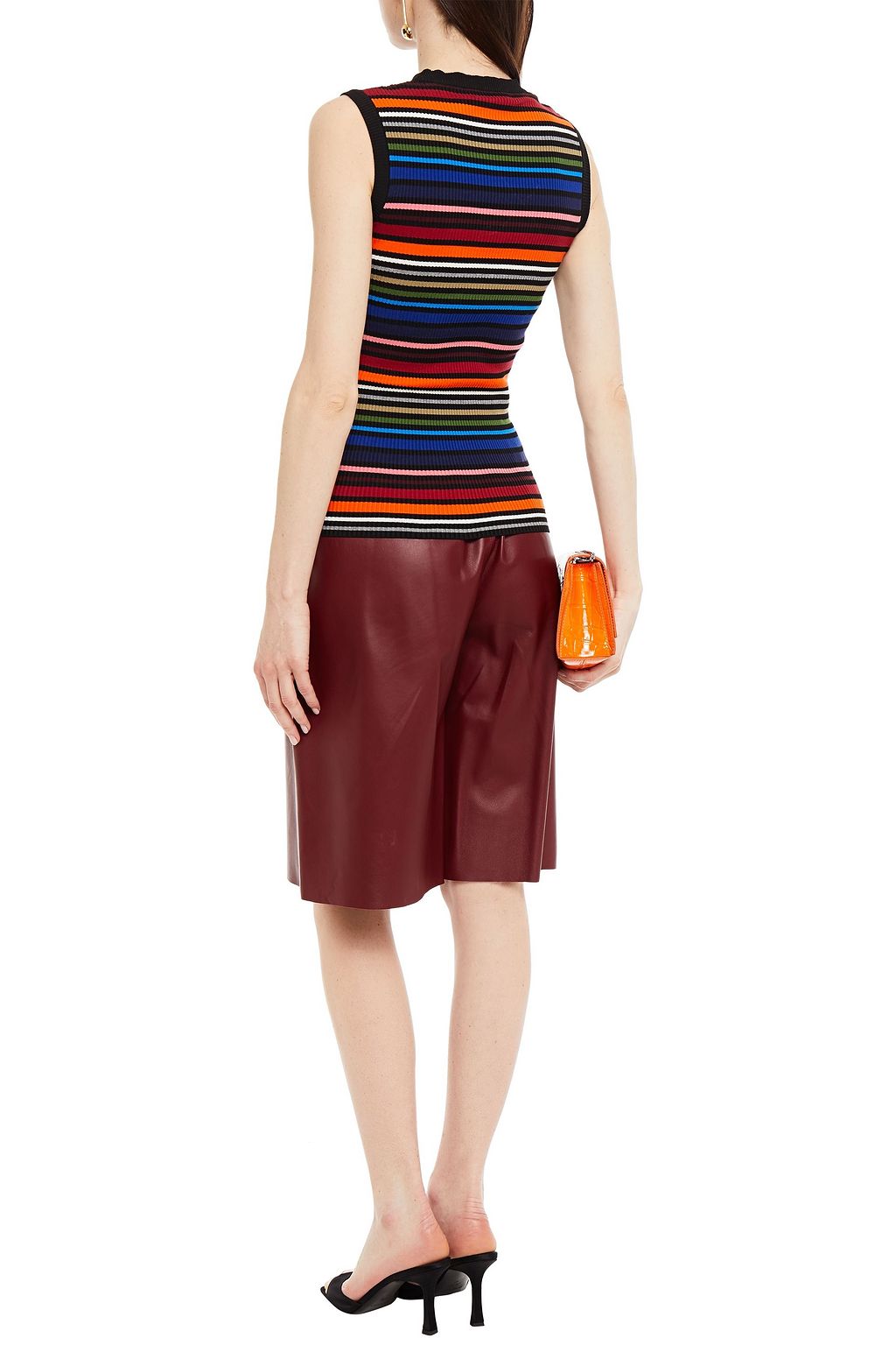 DOLCE&GABBANA Striped ribbed cotton-blend top