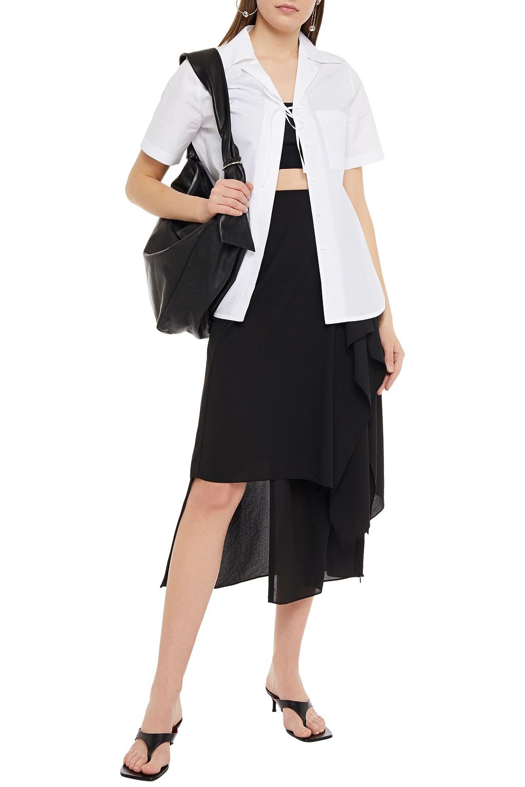ACNE STUDIOS Draped layered crepe de chine skirt