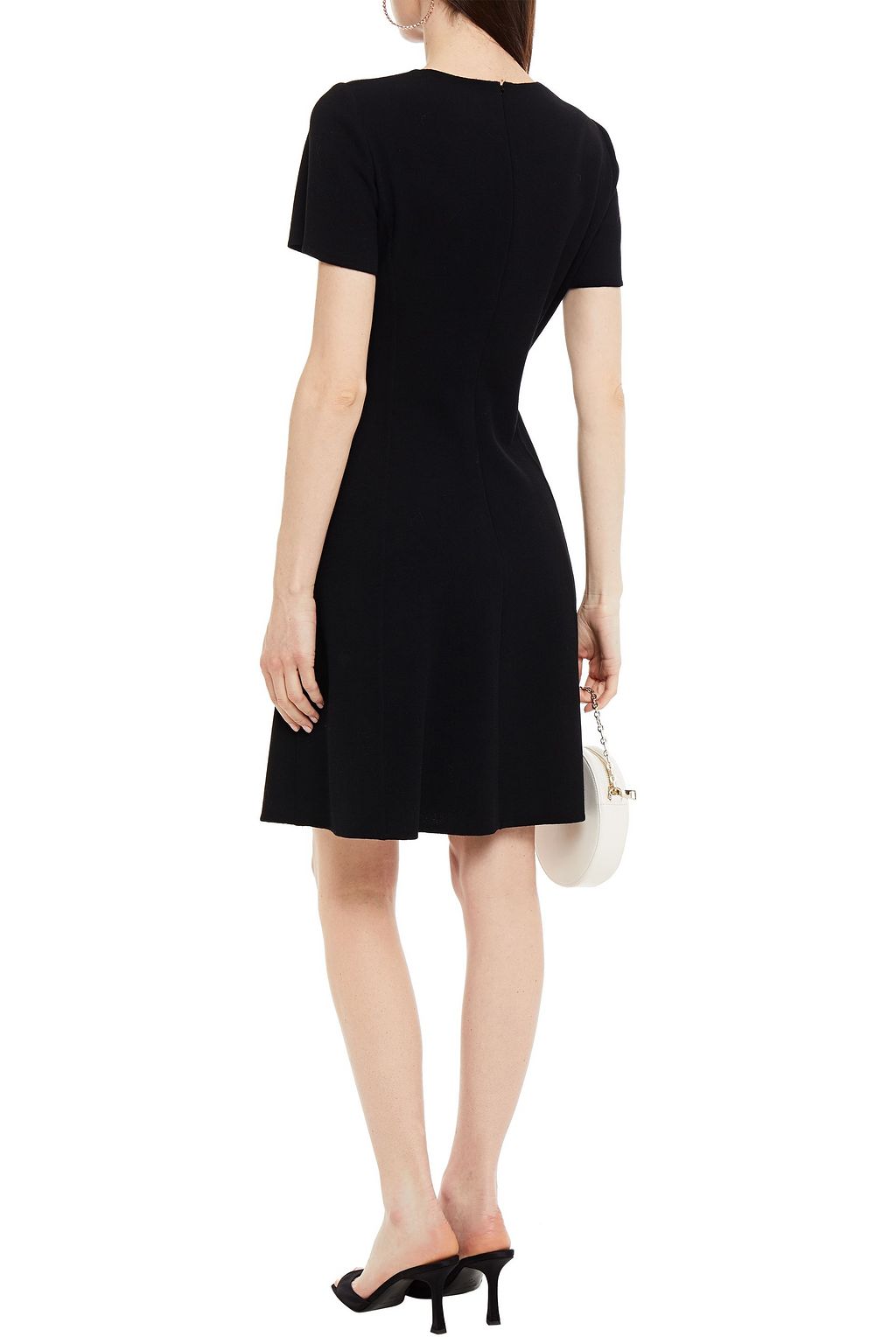 OSCAR DE LA RENTA Pleated bow-detailed wool-blend crepe dress