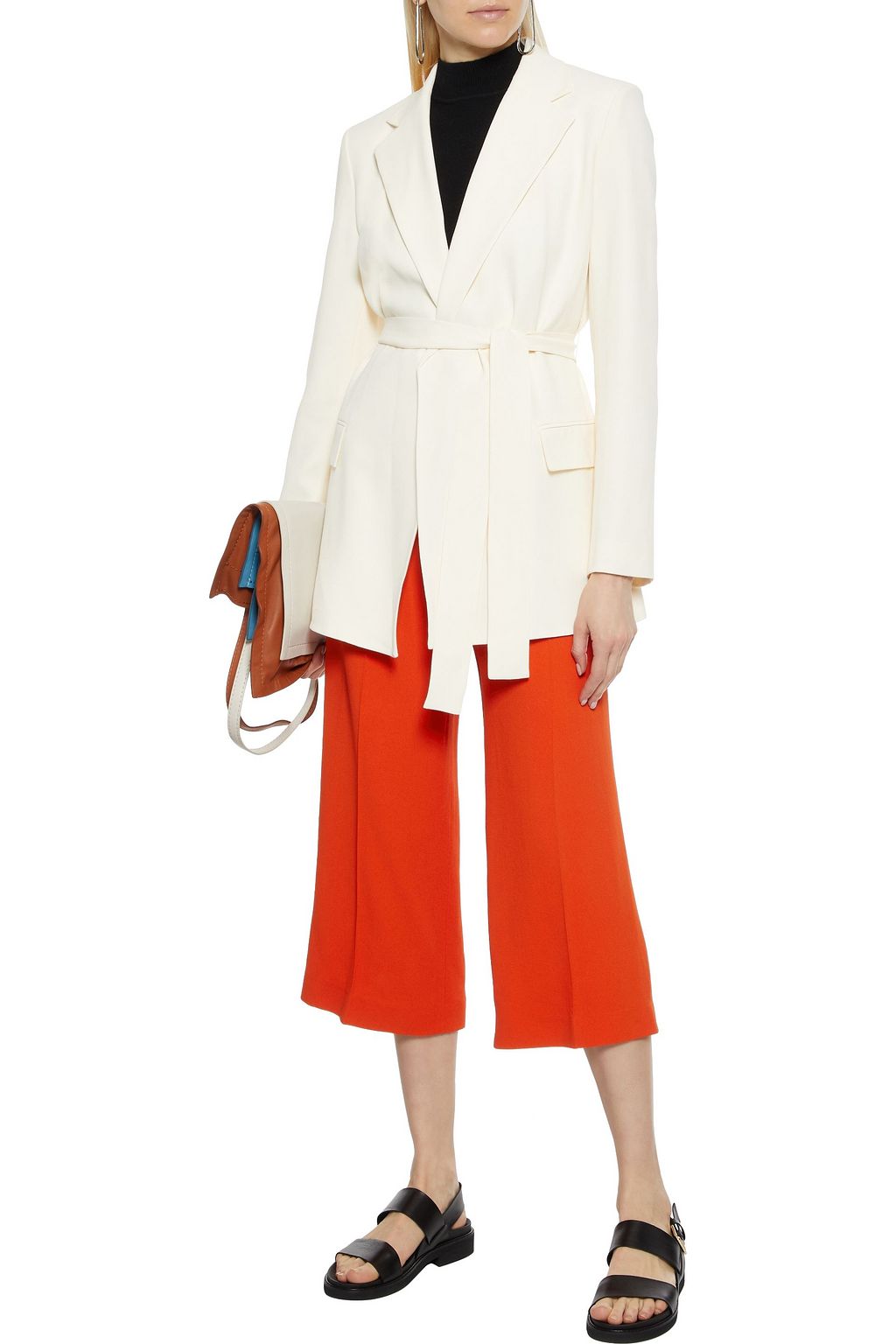THEORY Cropped crepe wide-leg pants