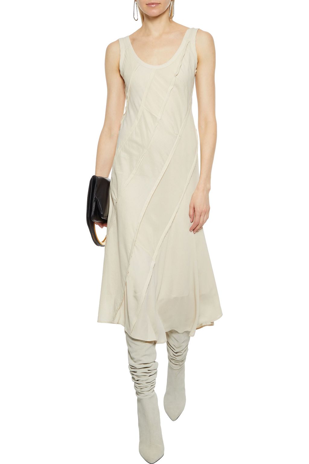 ACNE STUDIOS Patchwork crepe de chine, cotton-voile and georgette midi dress