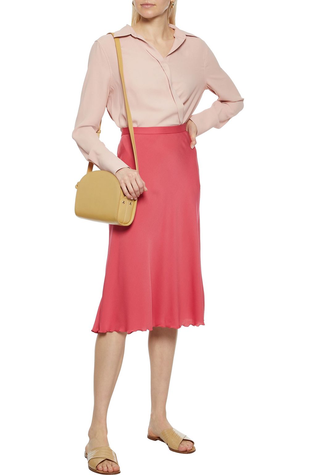 THEORY Silk-blend crepe de chine skirt