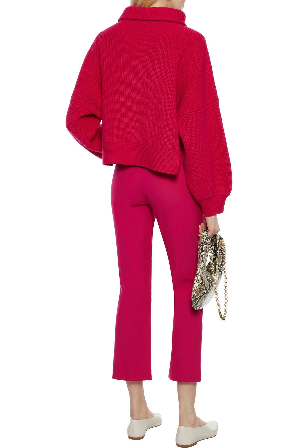 THEORY Cropped brushed cotton-blend cady slim-leg pants