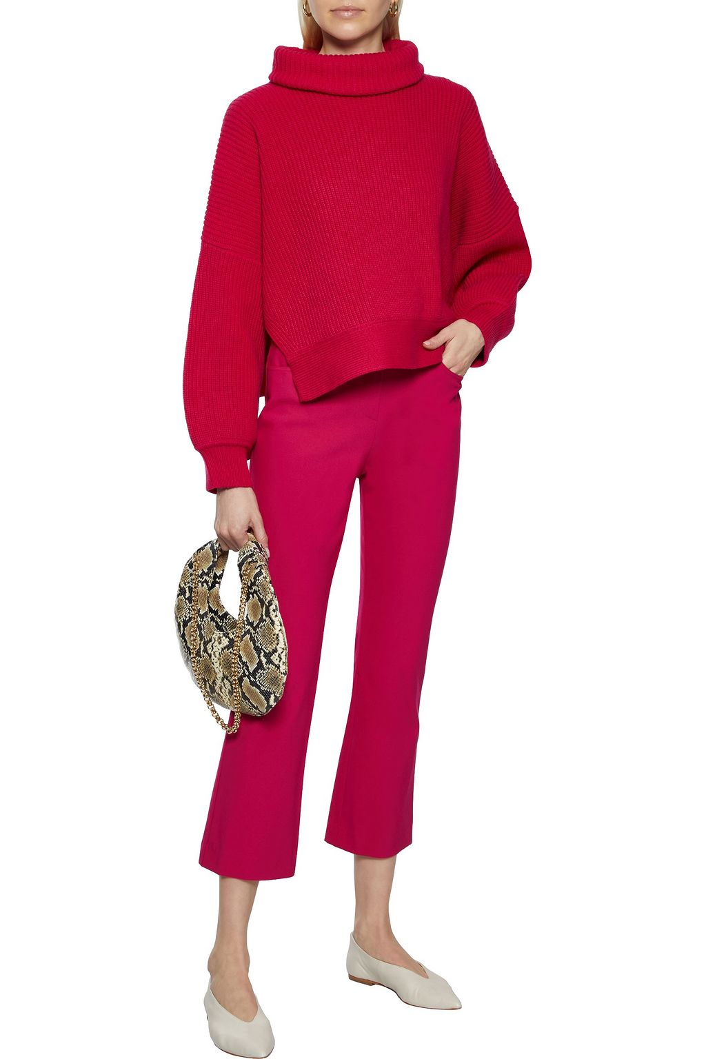 THEORY Cropped brushed cotton-blend cady slim-leg pants