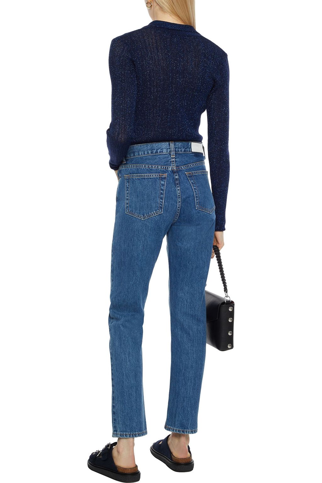 AUTUMN CASHMERE Metallic ribbed cashmere-blend cardigan