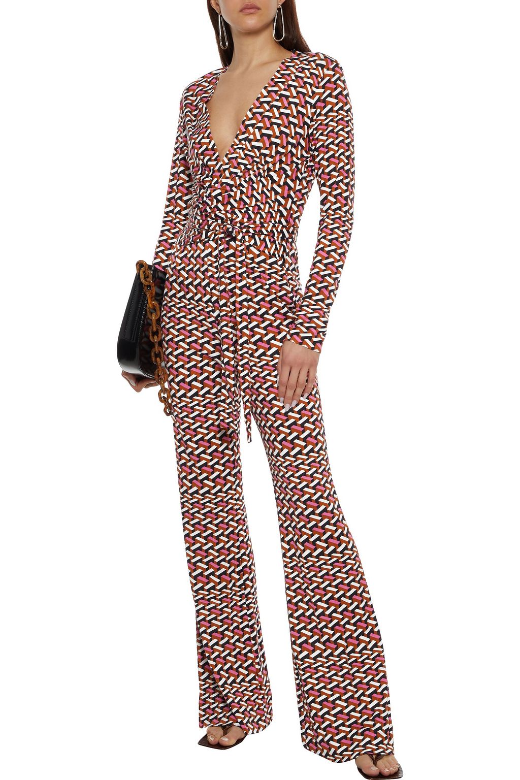 DIANE VON FURSTENBERG Melinda tie-front printed silk-jersey jumpsuit