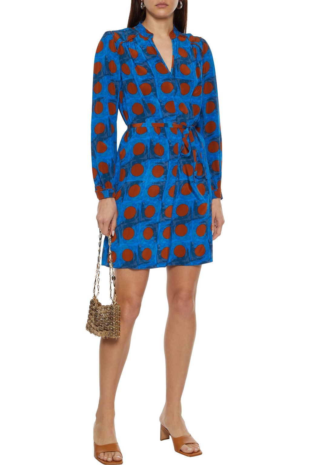 DIANE VON FURSTENBERG Glenda belted printed silk crepe de chine mini dress