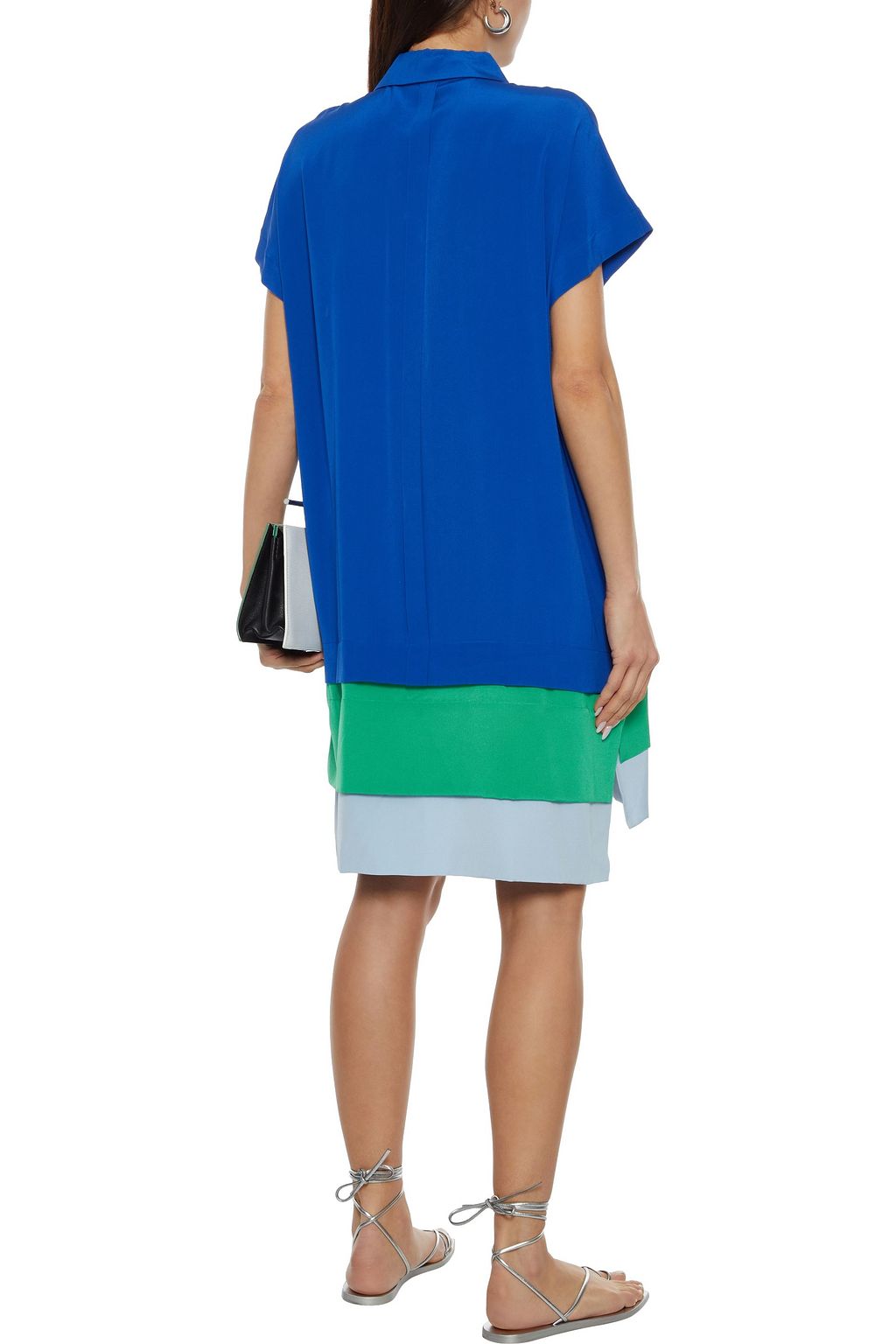 DIANE VON FURSTENBERG Hatsu layered color-block silk crepe de chine mini shirt dress