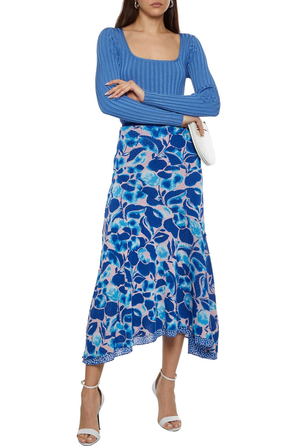 DIANE VON FURSTENBERG Ezlyn reversible printed stretch-mesh midi skirt