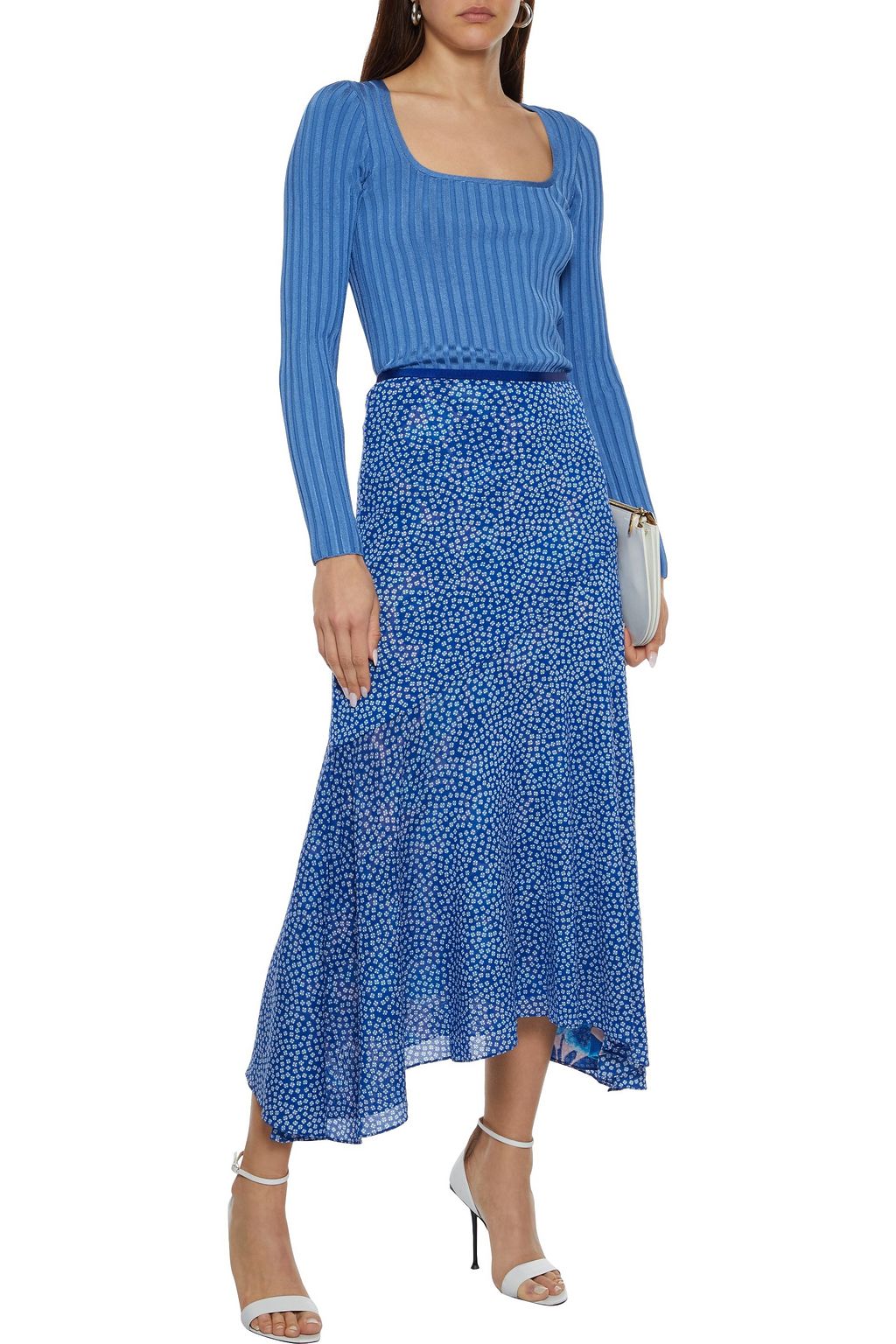 DIANE VON FURSTENBERG Ezlyn reversible printed stretch-mesh midi skirt