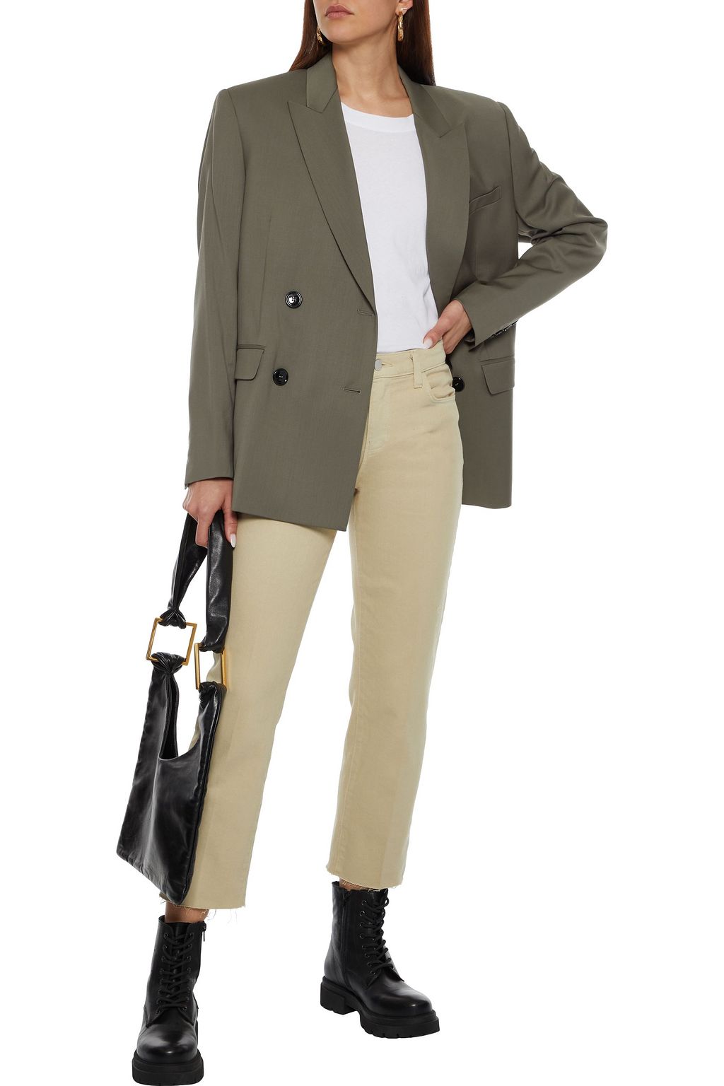 L'AGENCE Sada frayed cropped high-rise slim-leg jeans