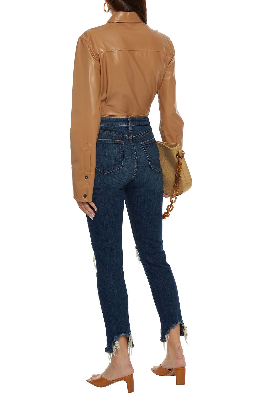 L'AGENCE High Line cropped distressed high-rise skinny jeans