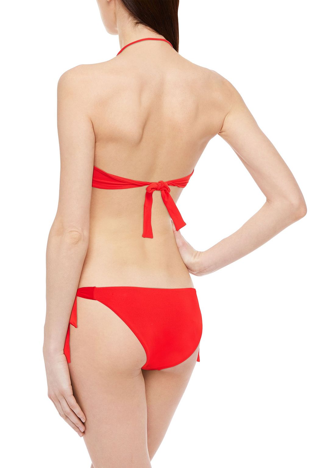 LA PERLA Sequin-trimmed pleated bandeau bikini top