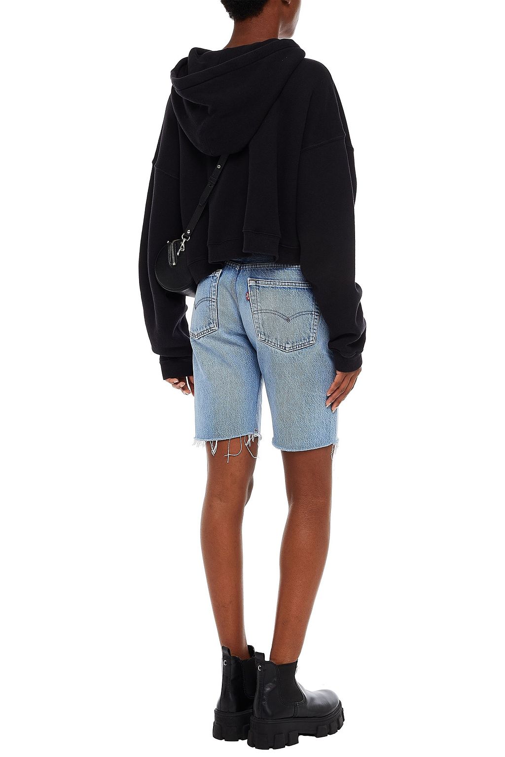 RE/DONE X THE ATTICO Cropped printed cotton-fleece hoodie