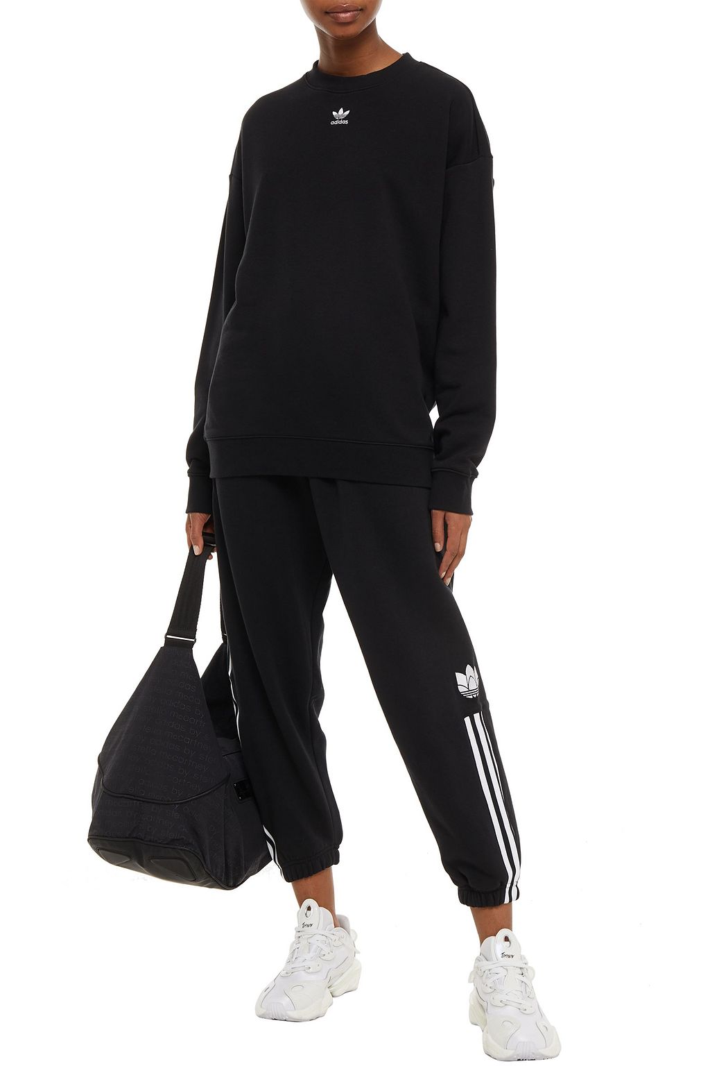 ADIDAS ORIGINALS Striped cotton-blend fleece track pants