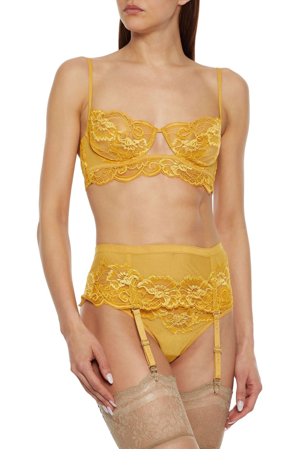 LA PERLA Corded lace and stretch-tulle suspender belt
