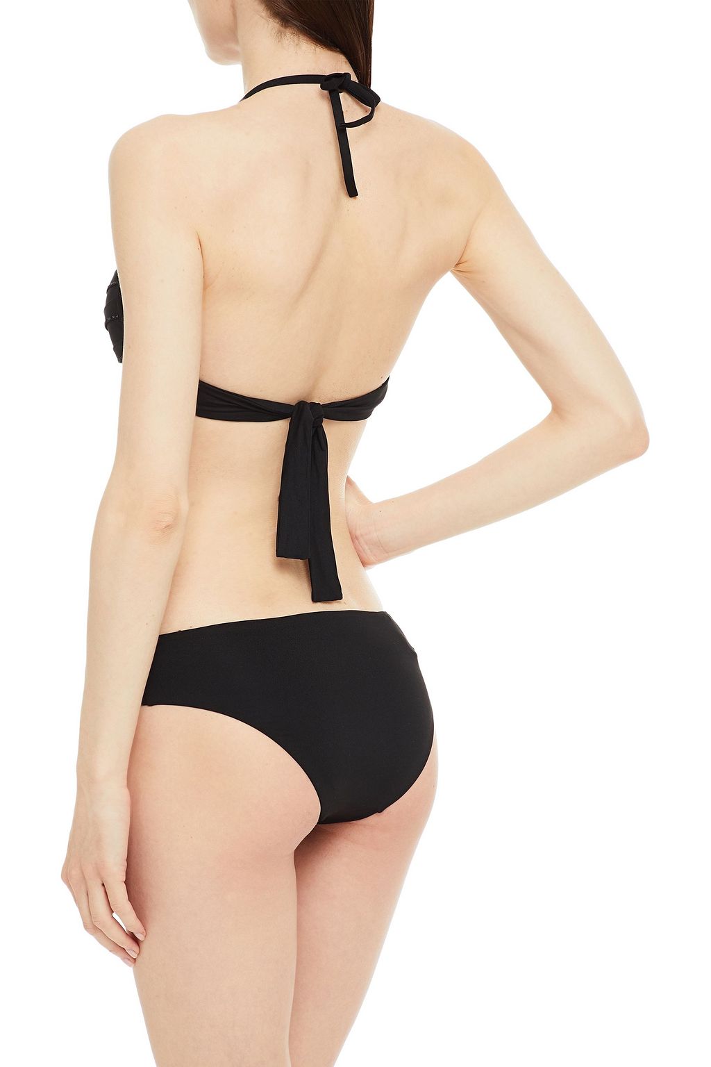 LA PERLA Pleated sequin-embellished mid-rise bikini briefs
