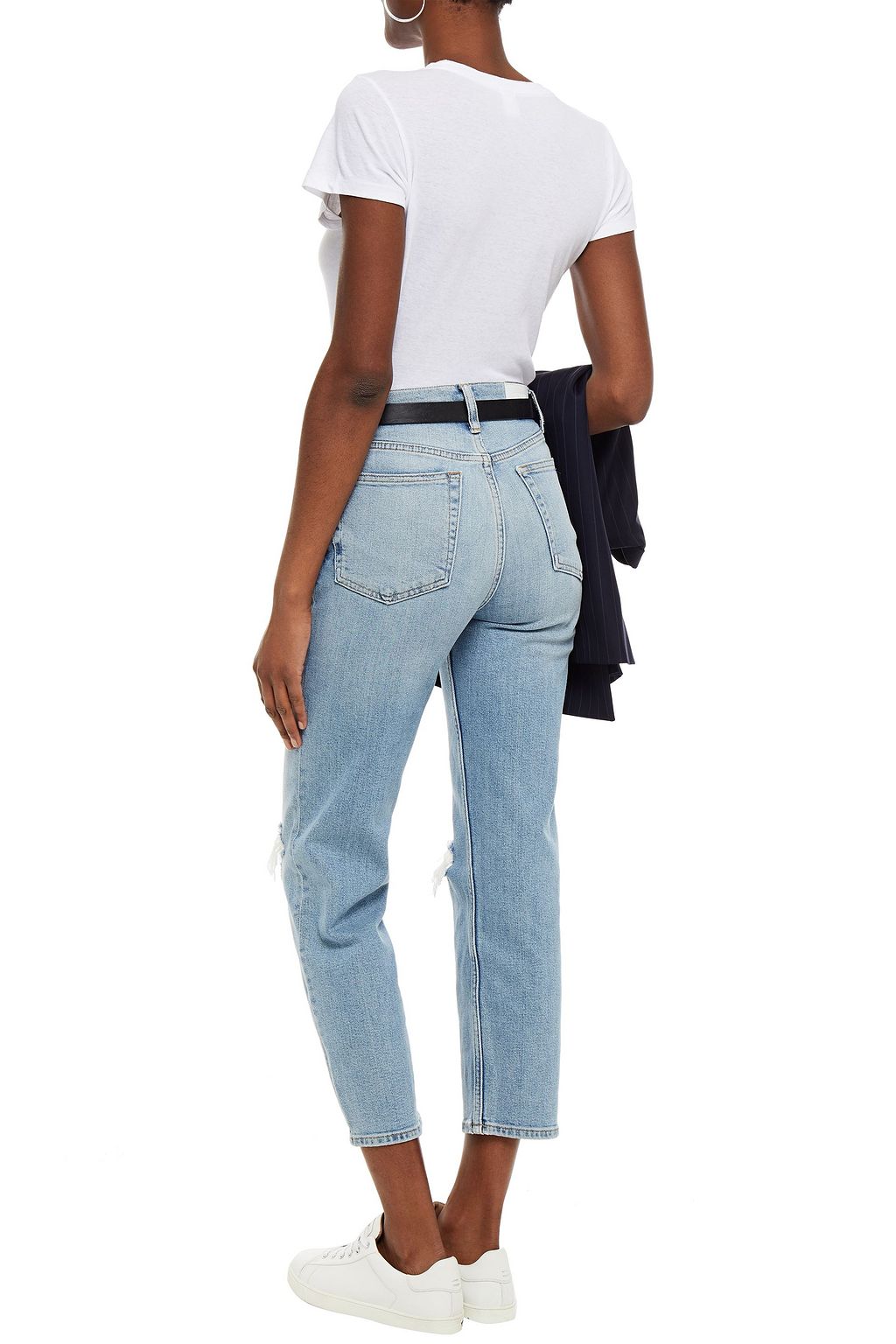 RE/DONE Cropped distressed high-rise straight-leg jeans