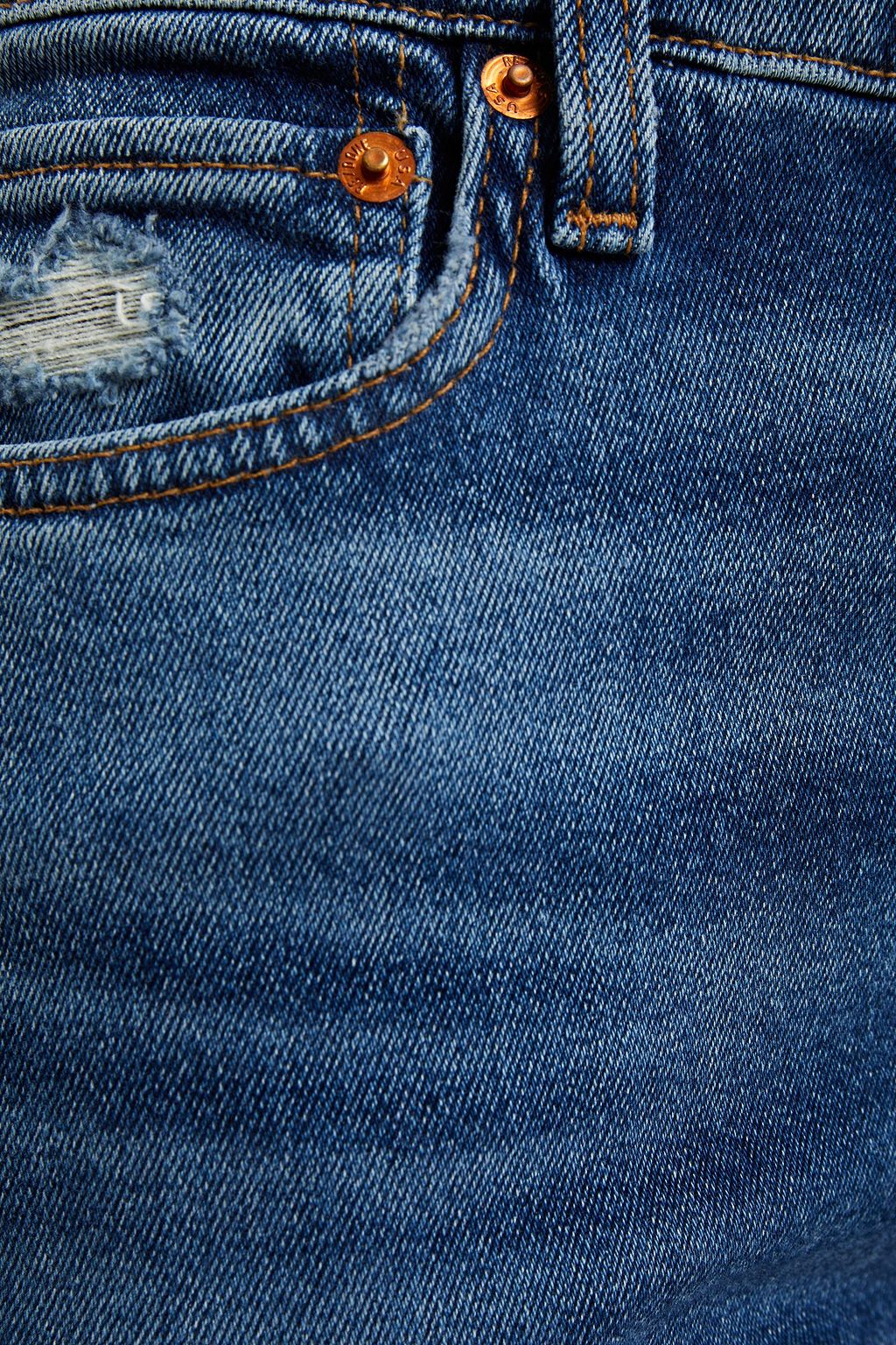 RE/DONE 70s Stove Pipe cropped distressed high-rise straight-leg jeans