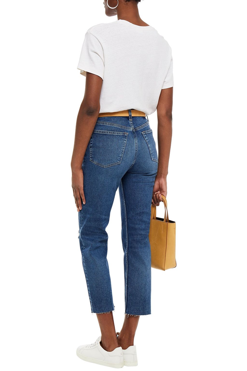 RE/DONE 70s Stove Pipe cropped distressed high-rise straight-leg jeans