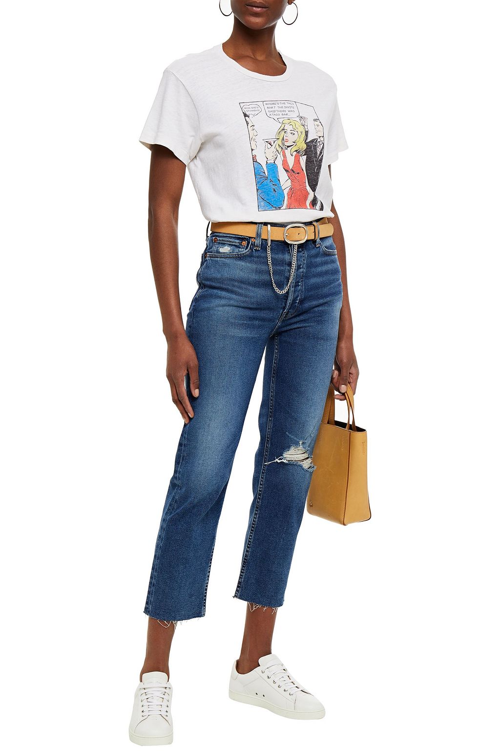 RE/DONE 70s Stove Pipe cropped distressed high-rise straight-leg jeans