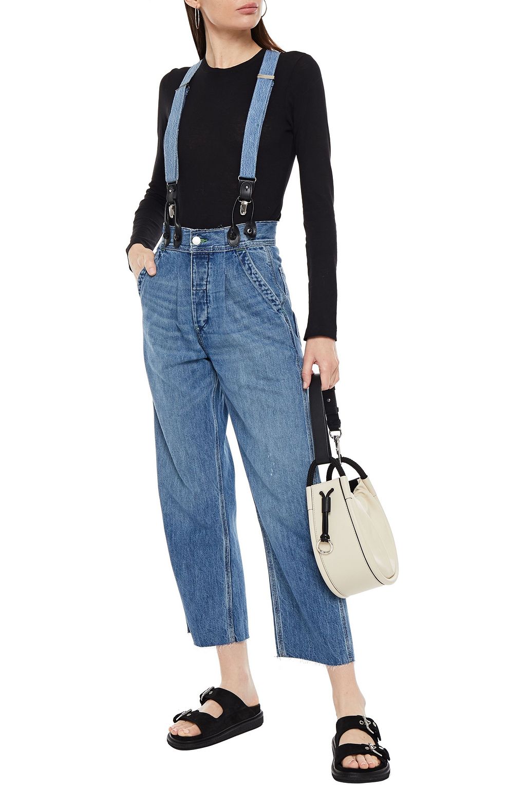 RE/DONE + Hikari cropped faded high-rise wide-leg jeans