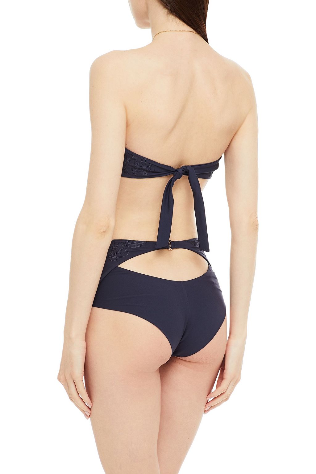 LA PERLA Embroidered bandeau bikini top