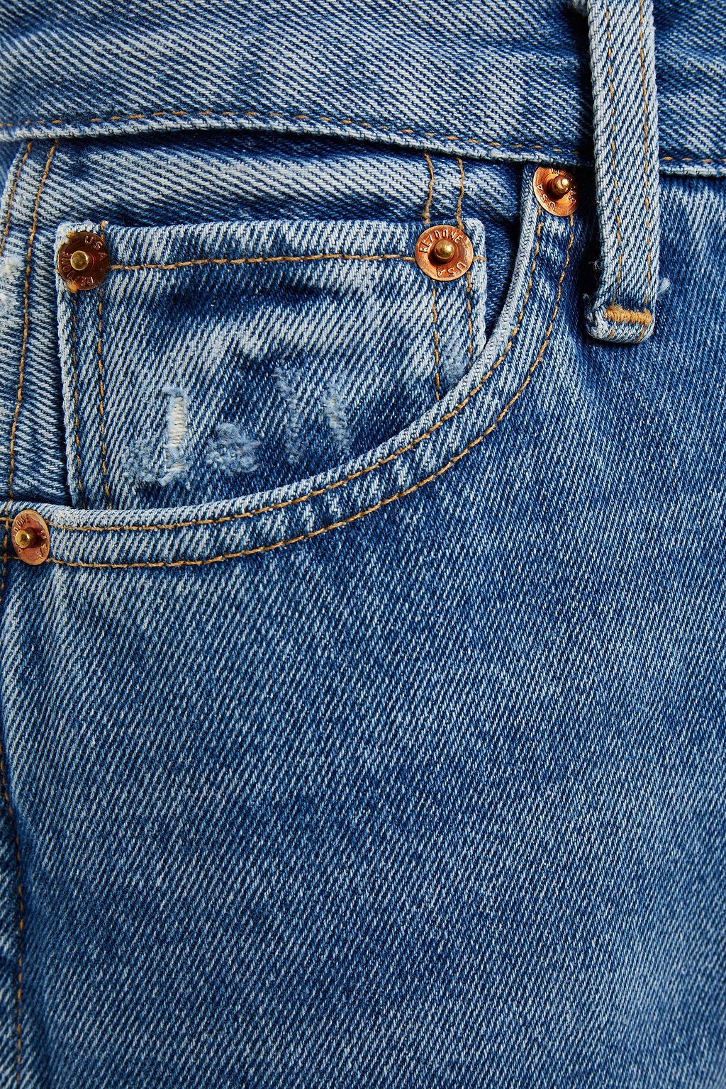 RE/DONE Distressed high-rise straight-leg jeans
