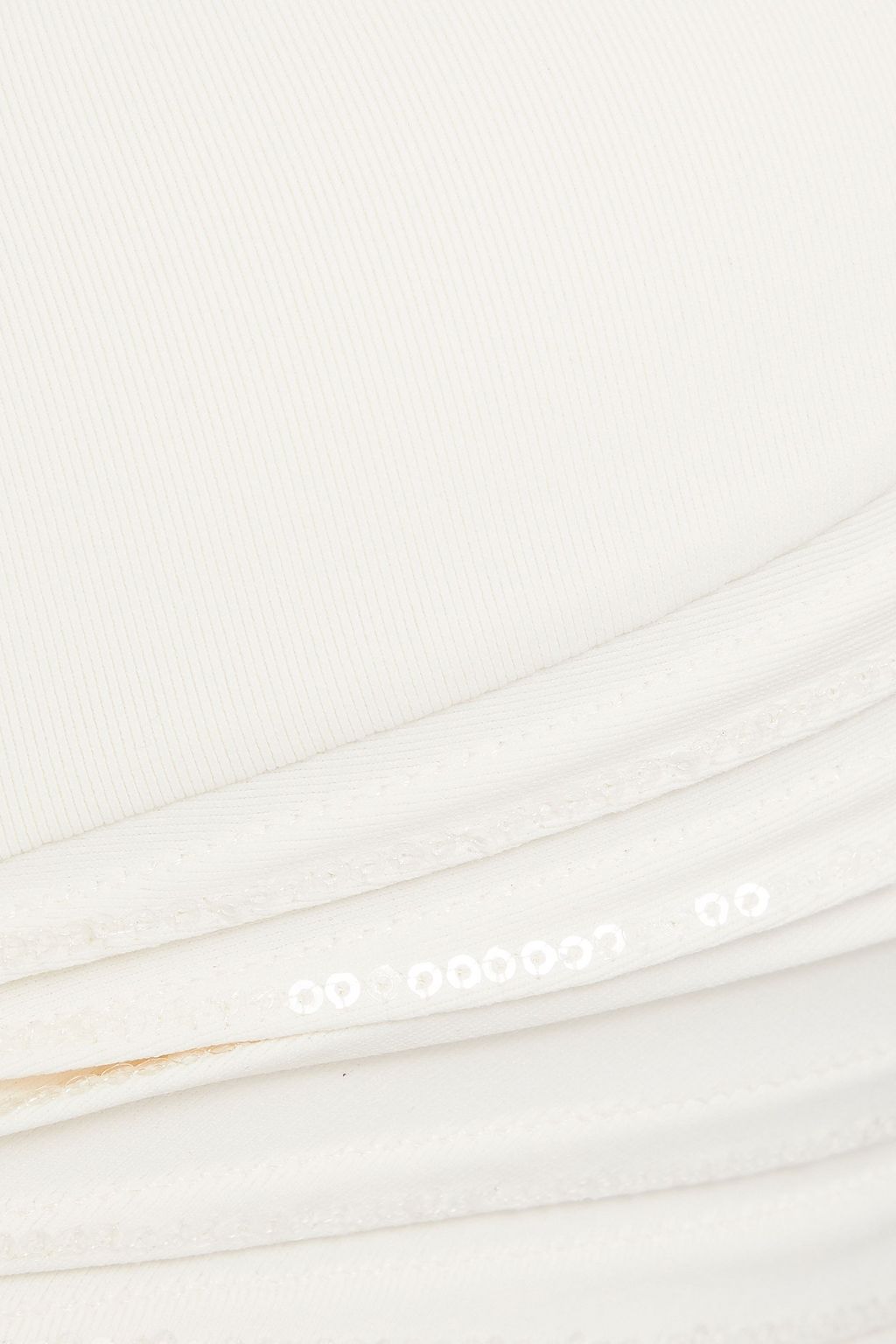 LA PERLA Embellished pleated bandeau bikini top