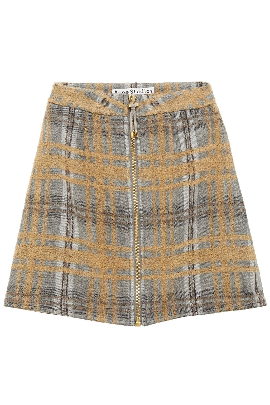 Beige Checked wool-blend bouclé-jacquard mini skirt | Sale up to 70% off | THE OUTNET | ACNE STUDIOS | THE OUTNET