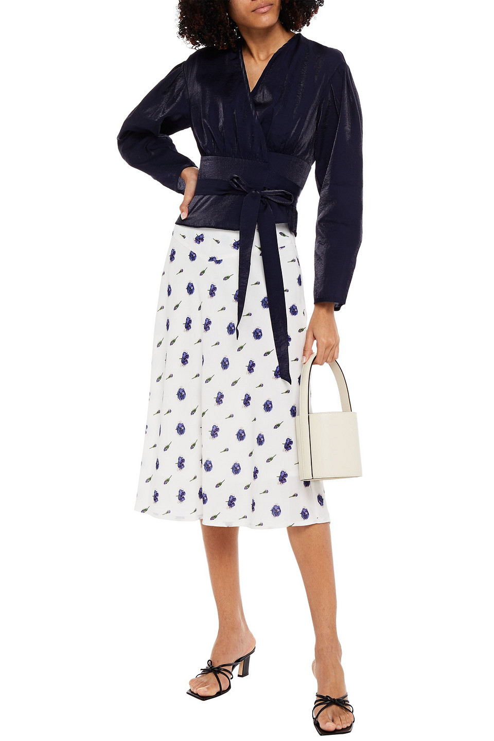 Baum Und Pferdgarten Mianne Gathered Taffeta Wrap Blouse In Blue