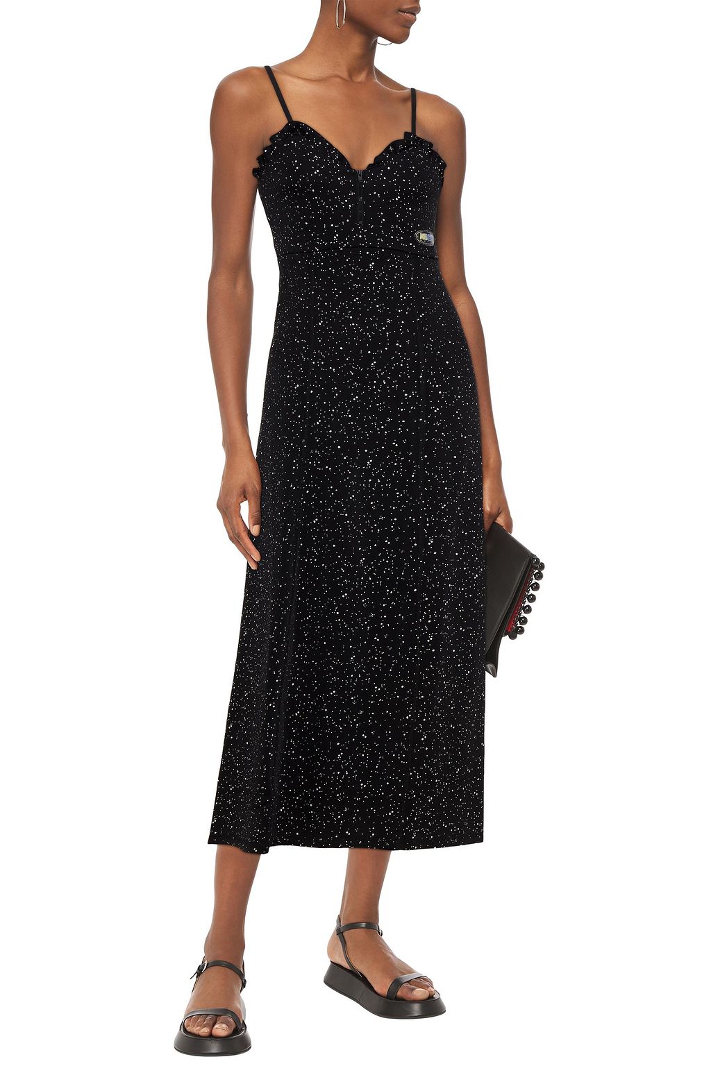 KENZO Metallic polka-dot scuba midi dress