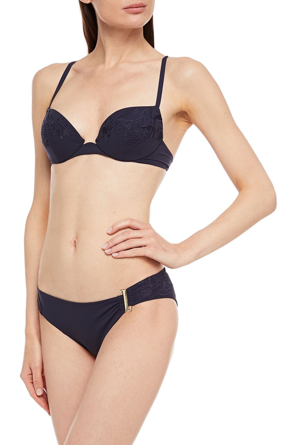 LA PERLA Embroidered mid-rise bikini briefs