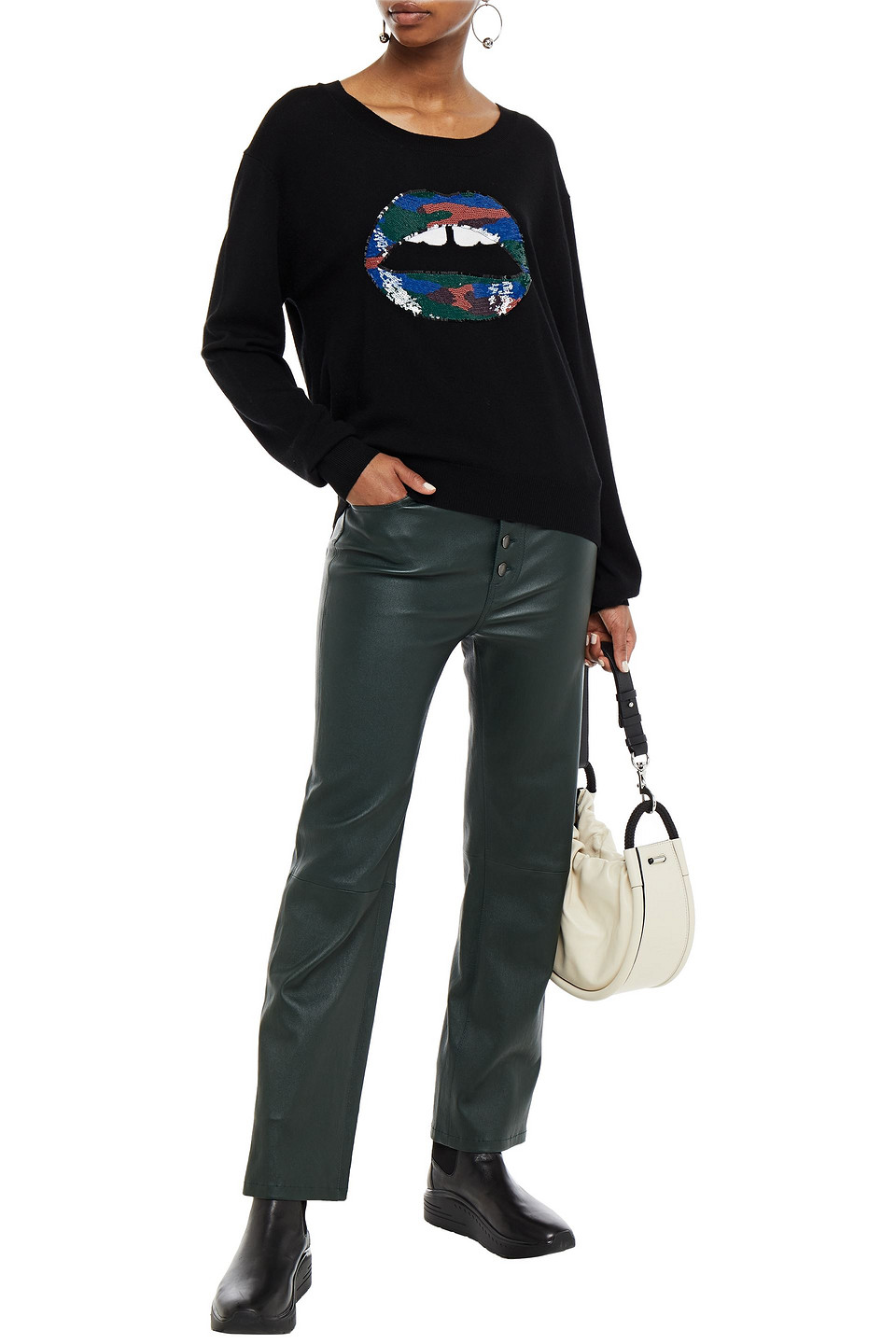 Markus Lupfer Joey Embellished Jacquard-knit Merino Wool Jumper In Black