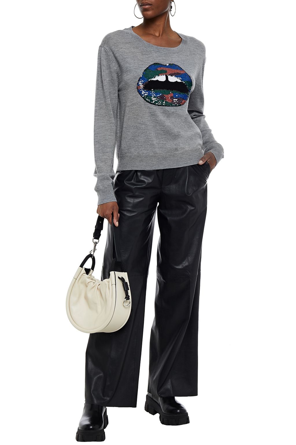 MARKUS LUPFER Joey embellished jacquard-knit merino wool sweater