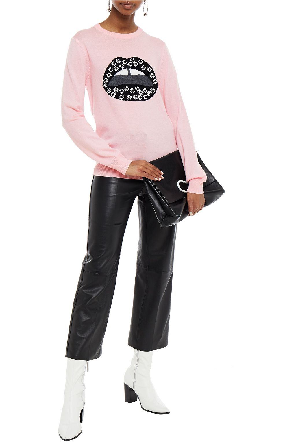 MARKUS LUPFER Mia embellished jacquard-knit merino wool sweater