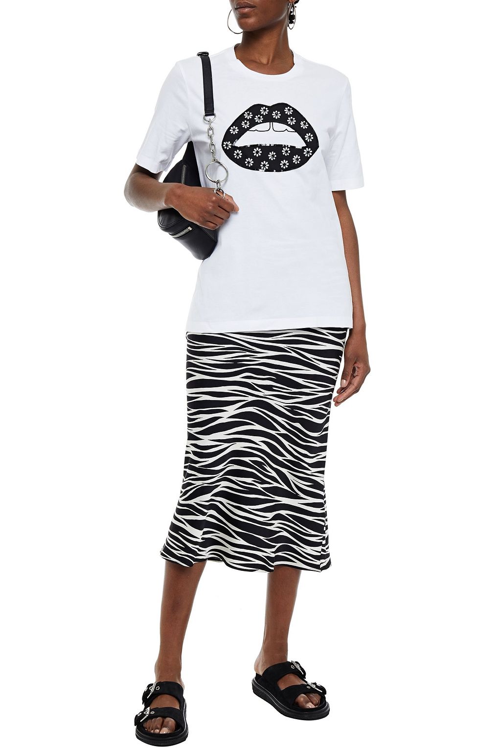 MARKUS LUPFER Alex embellished printed cotton-jersey T-shirt
