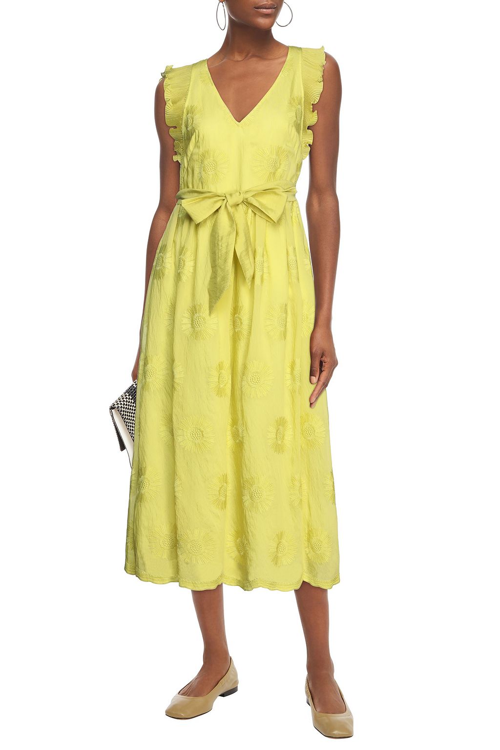 KATE SPADE NEW YORK Embroidered ruffled organza midi dress