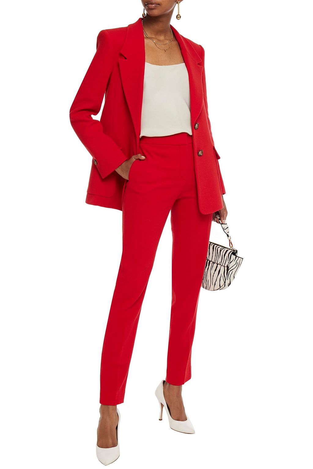 OSCAR DE LA RENTA Wool-blend crepe slim-leg pants