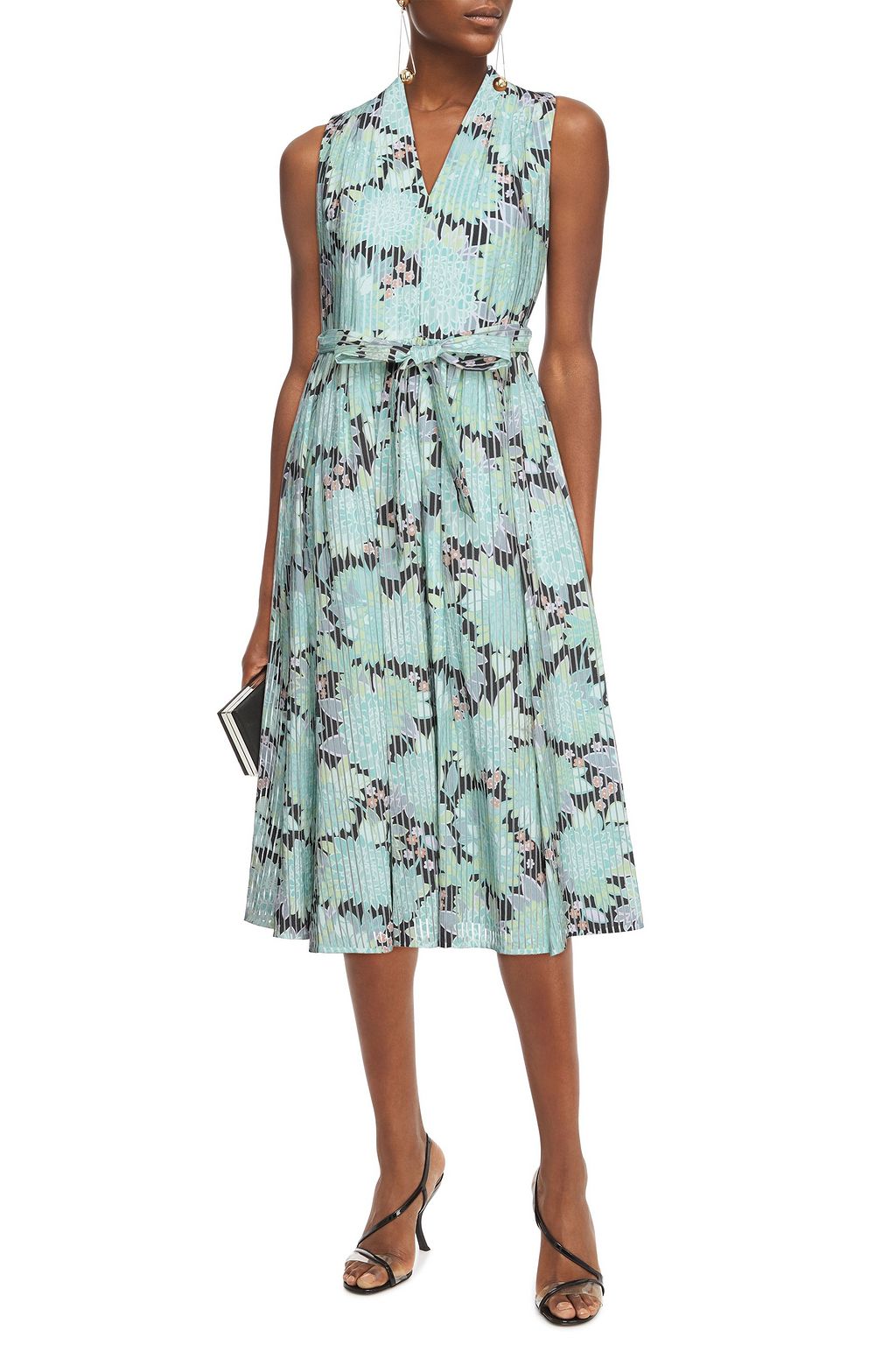 KATE SPADE NEW YORK Gathered burnout floral-print crepe midi dress