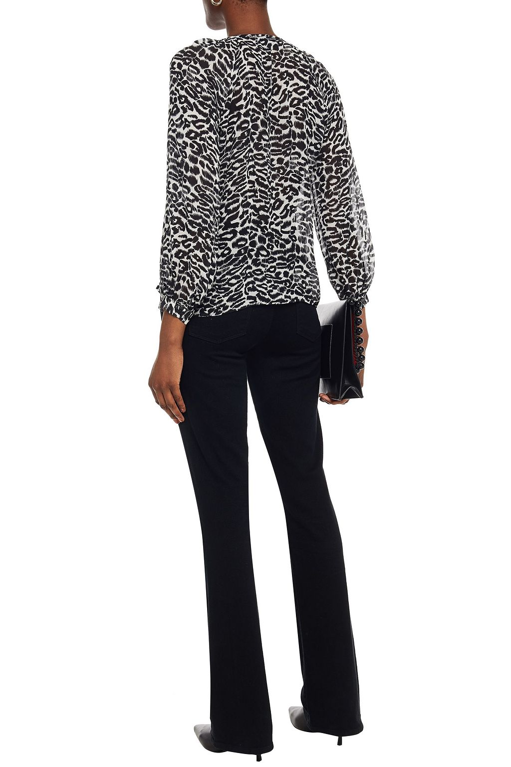 NILI LOTAN Leopard-print silk-chiffon blouse