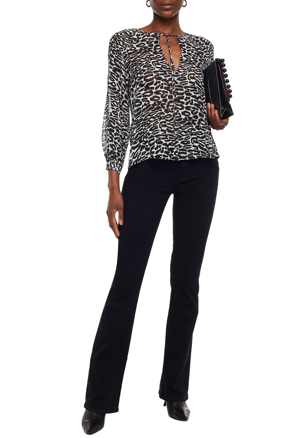 NILI LOTAN Leopard-print silk-chiffon blouse