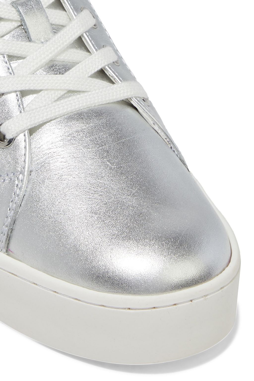 LOVE MOSCHINO Embellished metallic leather sneakers