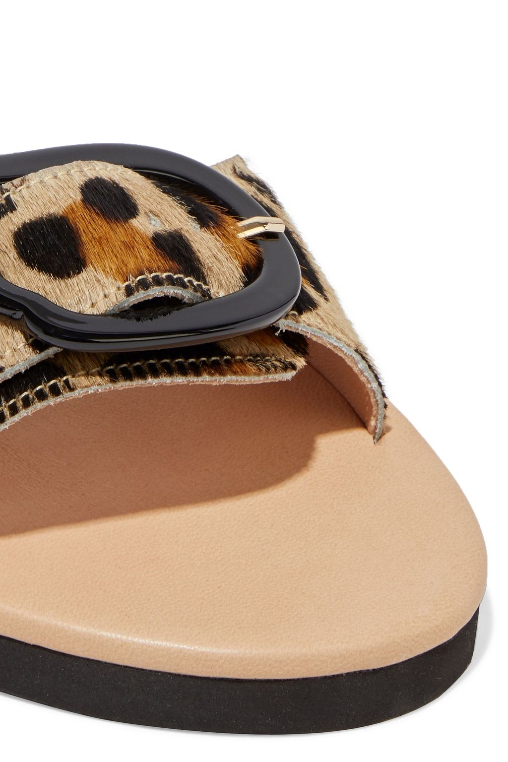 ANCIENT GREEK SANDALS Aglaia buckled leopard-print calf hair slides