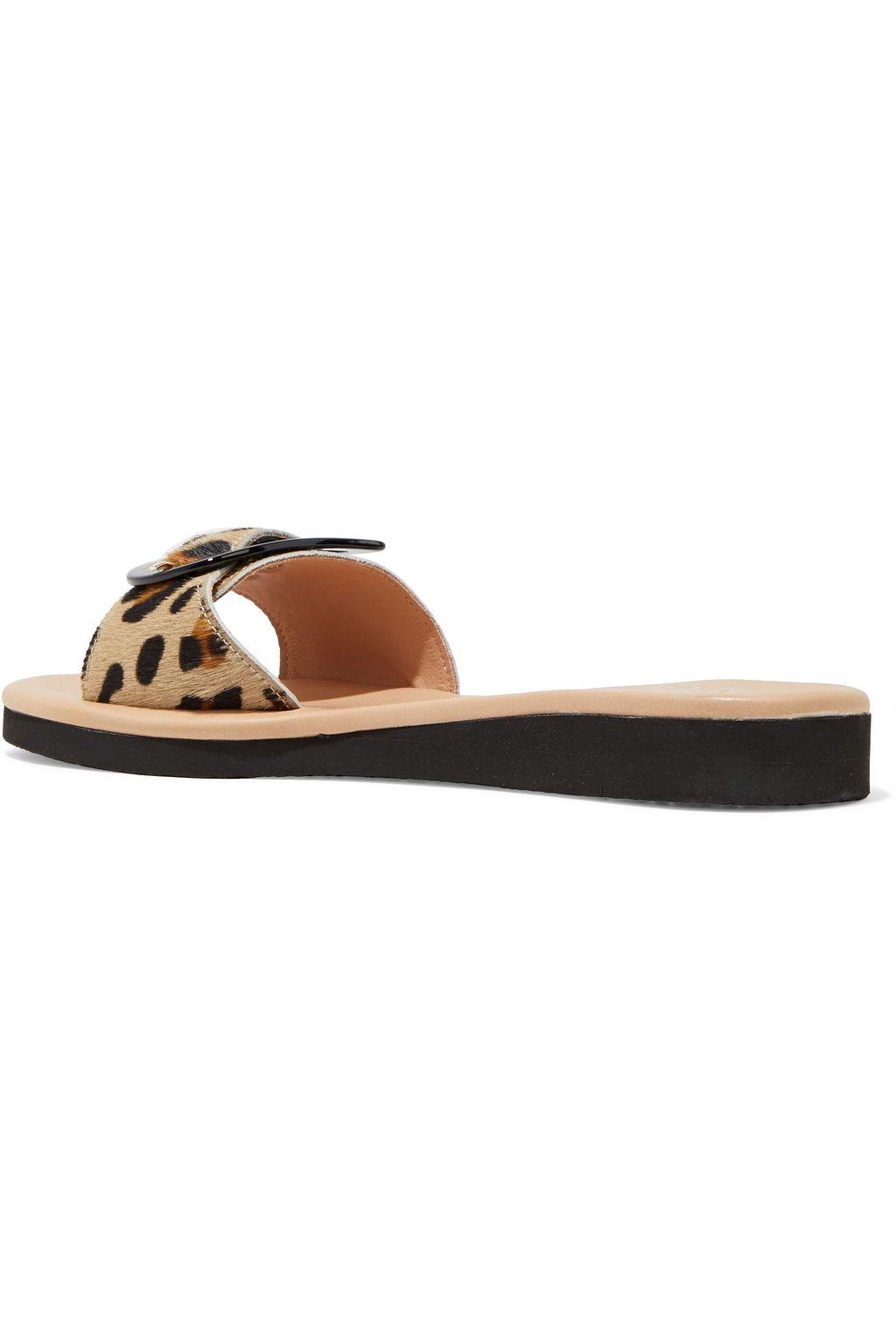 ANCIENT GREEK SANDALS Aglaia buckled leopard-print calf hair slides